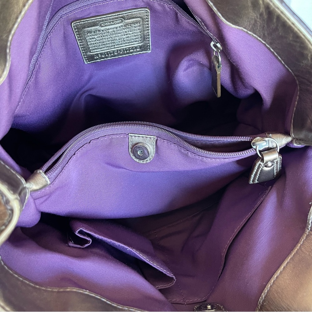 ON HOLD-Coach Metallic Bronze Leather Tote with Wristlet - Picture 14 of 16